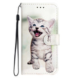 IPhone 15 Plus Flip PU Leather Wallet 3D Print Cat With Wrist Strap Case - CellularPort