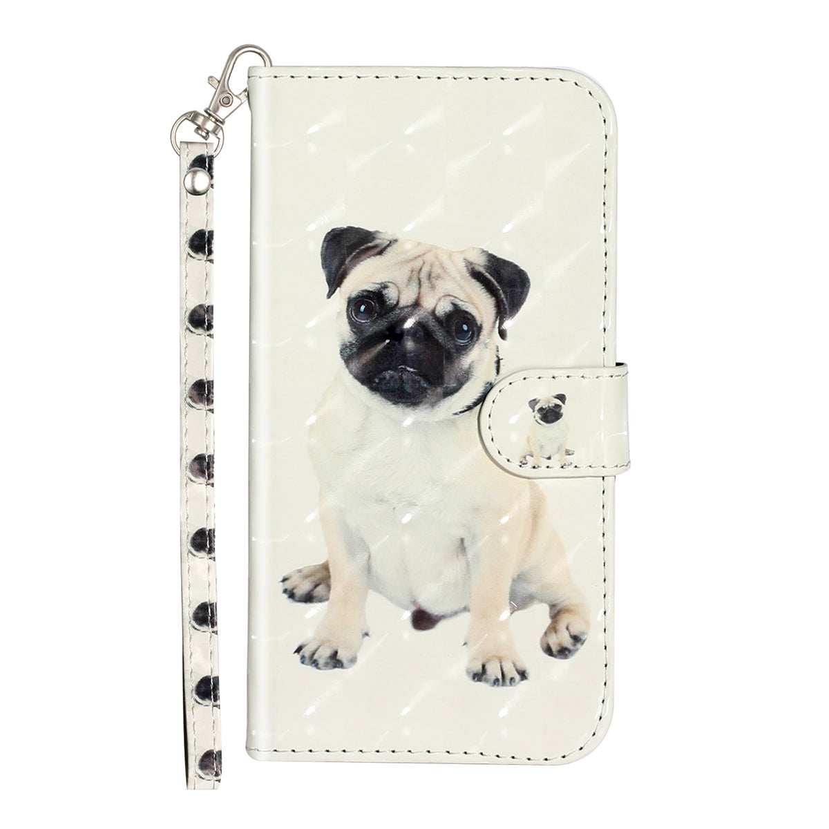 Samsung S24 Flip PU Leather Wallet 3D Print Dog With Wrist Strap Case - CellularPort