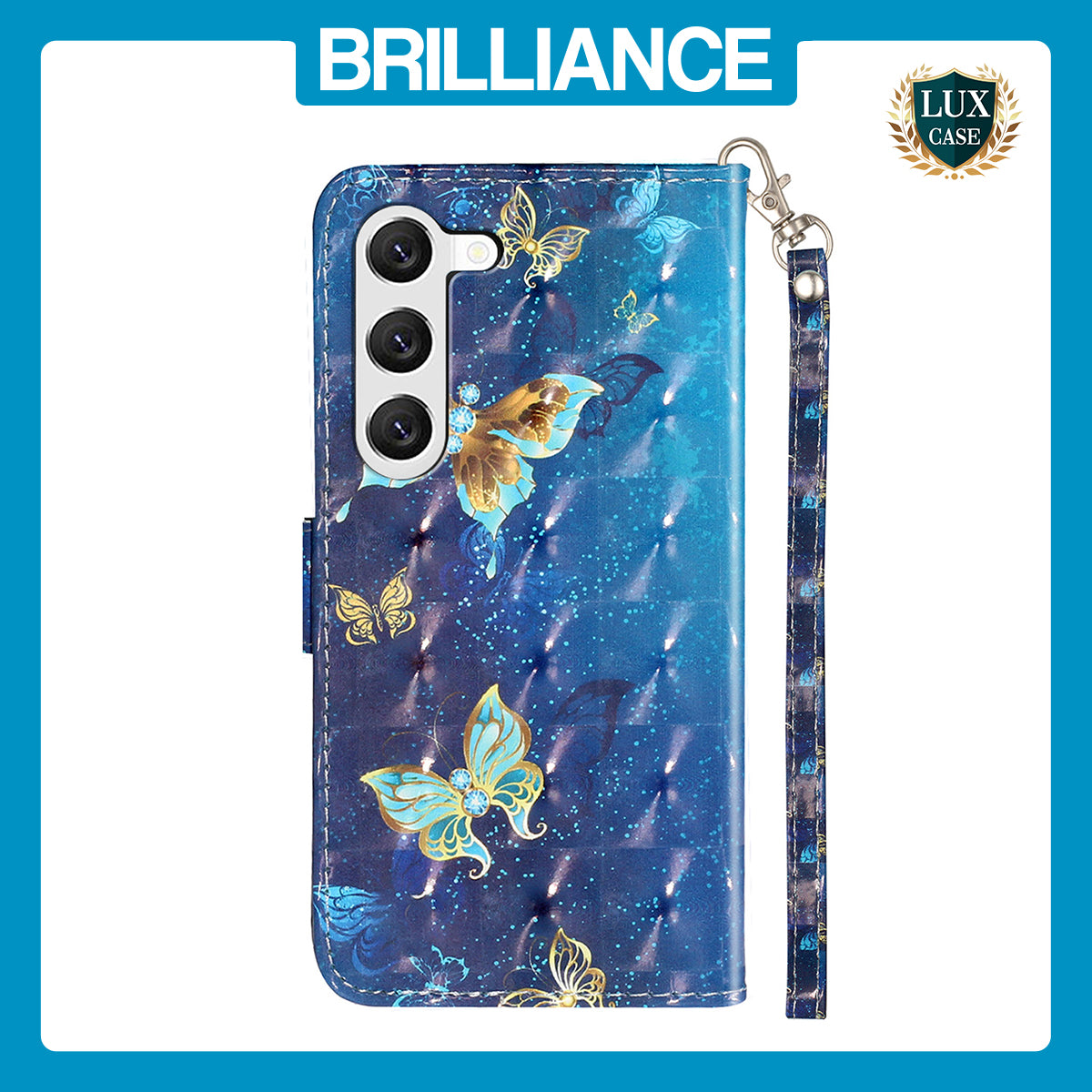 Samsung S23 Plus Blue Butterfly Wallet Case