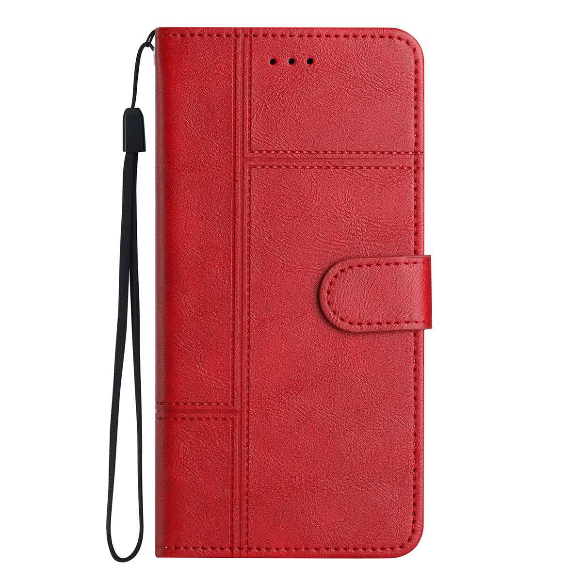 Samsung S24 Ultra Flip Book PU Leather Wallet ShockProof Cowhide Texture With Wrist Strap Case Red - CellularPort