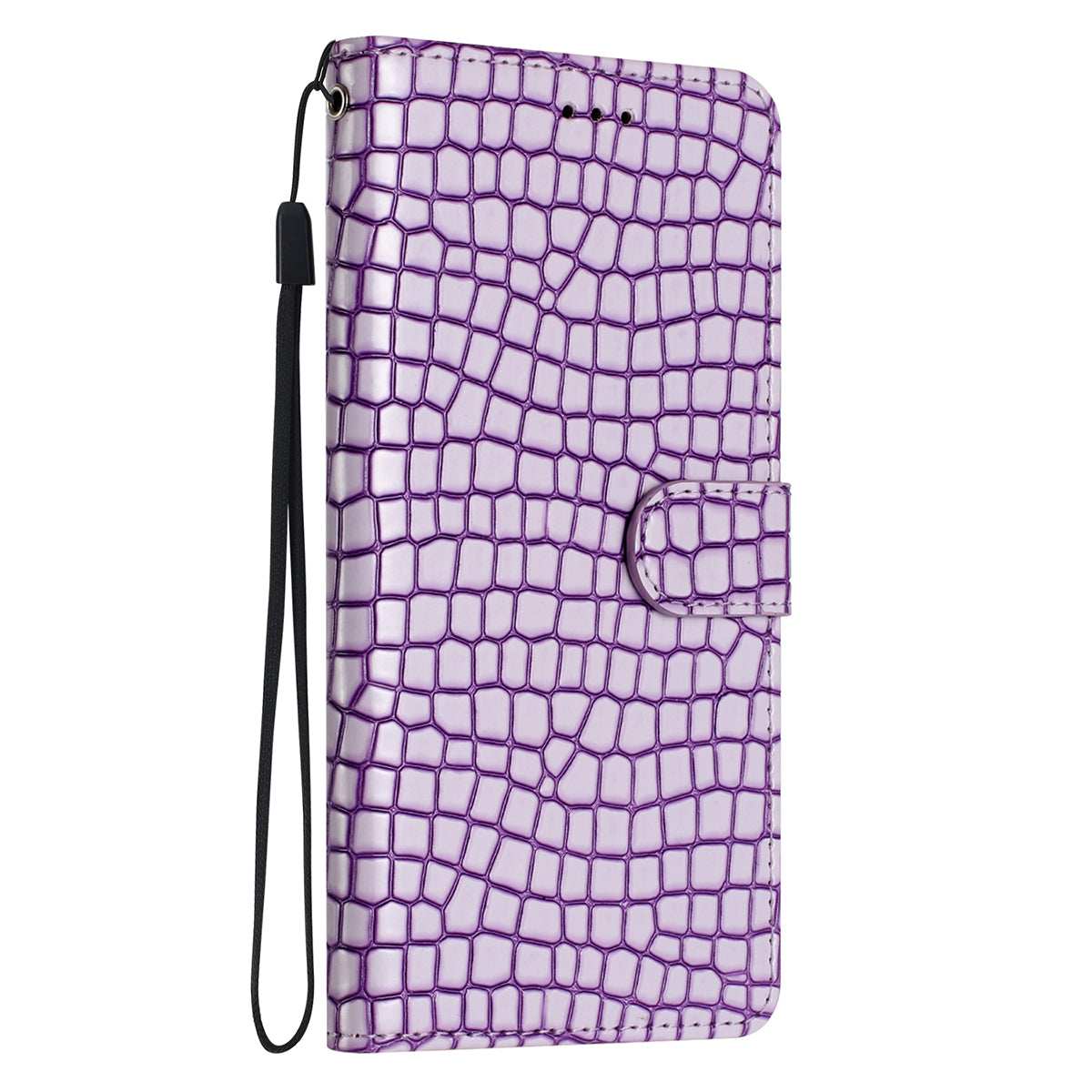 Samsung S24 Ultra Flip PU Leather Wallet Crocodile Print Card Pockets With Wrist Strap Case Purple - CellularPort