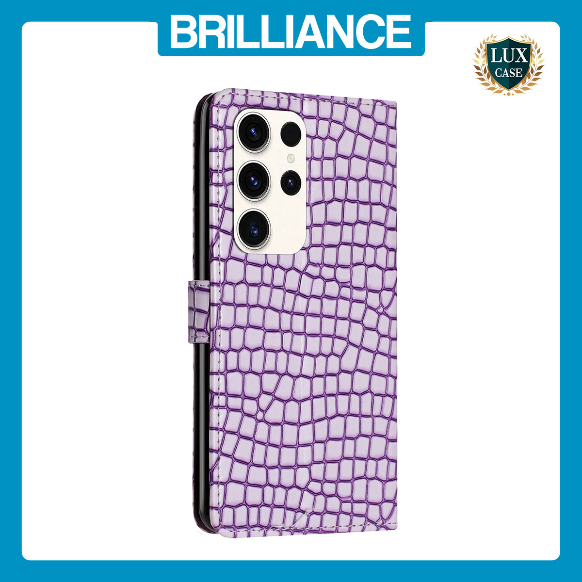 Samsung S23 Ultra Purple Crocodile Wallet Case
