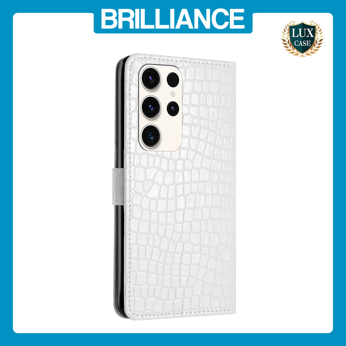 Samsung S23 Ultra White Crocodile Wallet Case