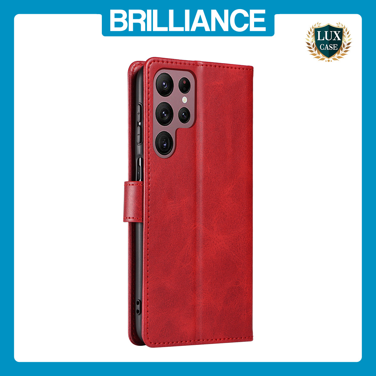 Samsung S23 Ultra Red Leather Wallet Case