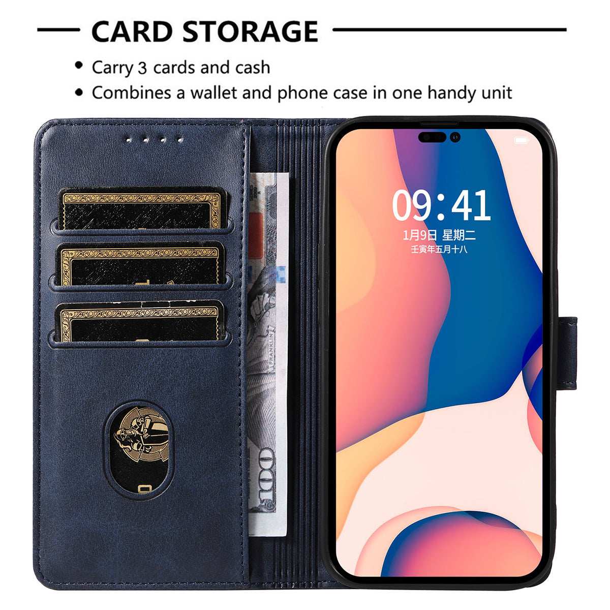 Samsung S24 Ultra Book Flip Soft PU Leather Wallet With Card Pockets Case Blue - CellularPort