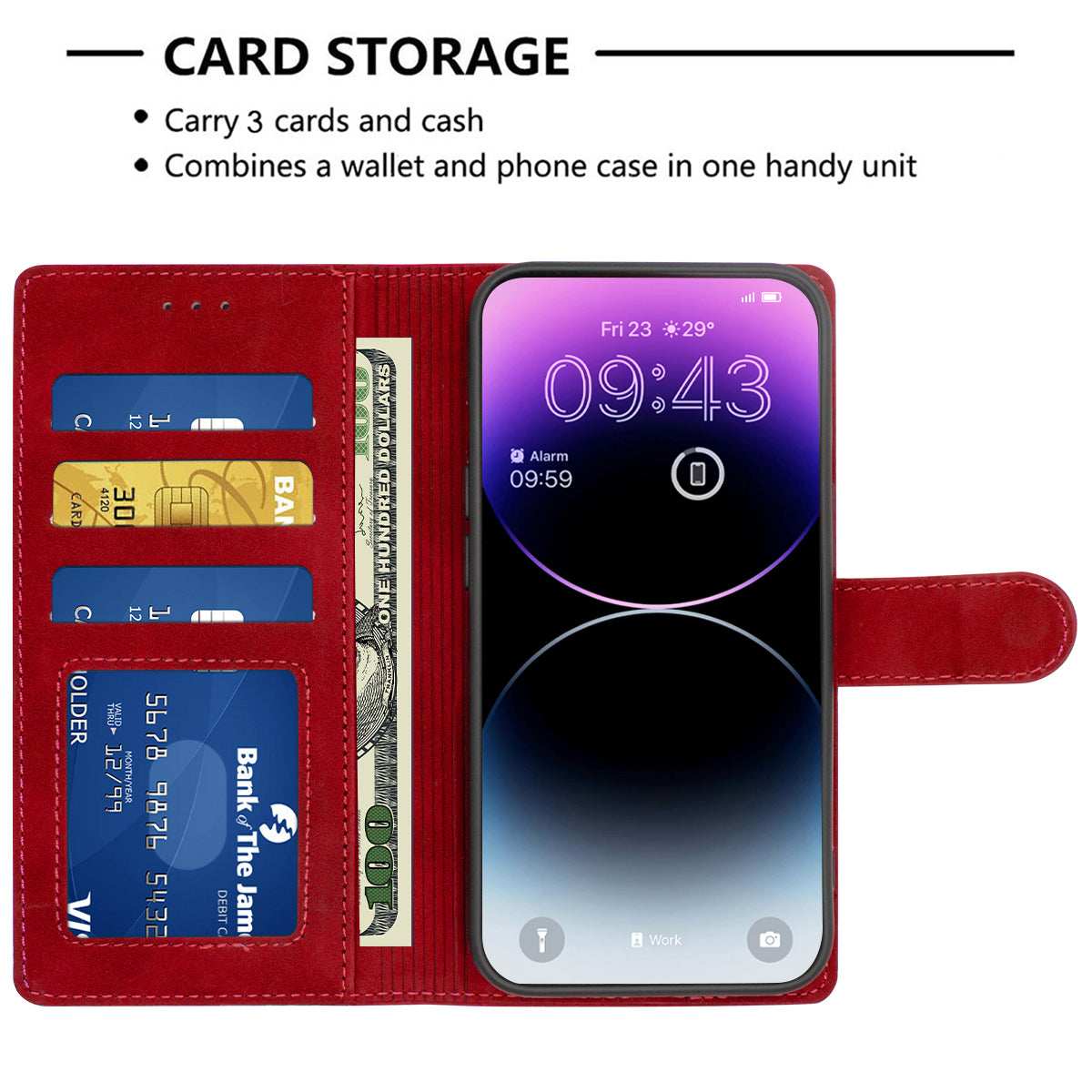 Samsung S24 Ultra Flip Premium PU Leather Wallet Business Style With Card Pockets Case Red - CellularPort