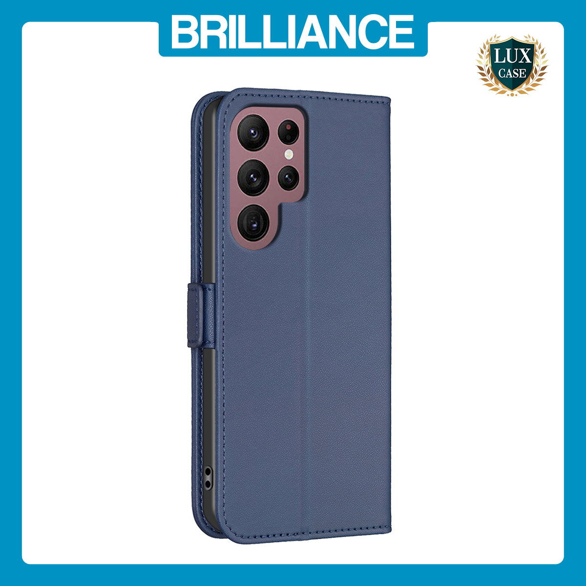 Samsung S22 Ultra Blue Leather Wallet Case