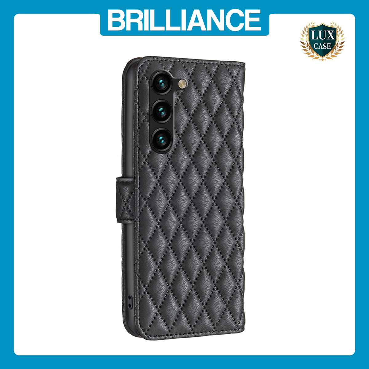 Samsung S23 Plus Black Real Leather Wallet Case