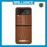 Samsung Flip4 Crocodile Leather Case Brown