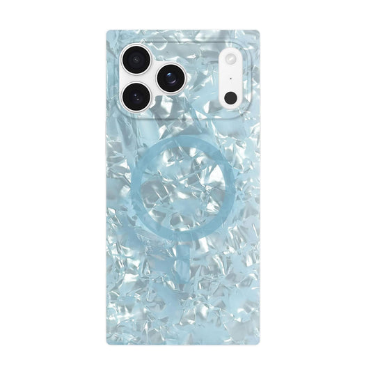 Flaunt Square iPhone 17 Pro Max Case – Icy Blue Pearl