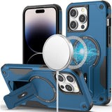 iPhone 14 Pro Max Blue Bracket Kickstand Hybrid Case