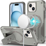 iPhone 15 Grey Bracket Kickstand Hybrid Case