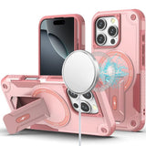 iPhone 16 Pro 6.3 - Sturdy Kickstand Magnetic Hybrid Case - Pink