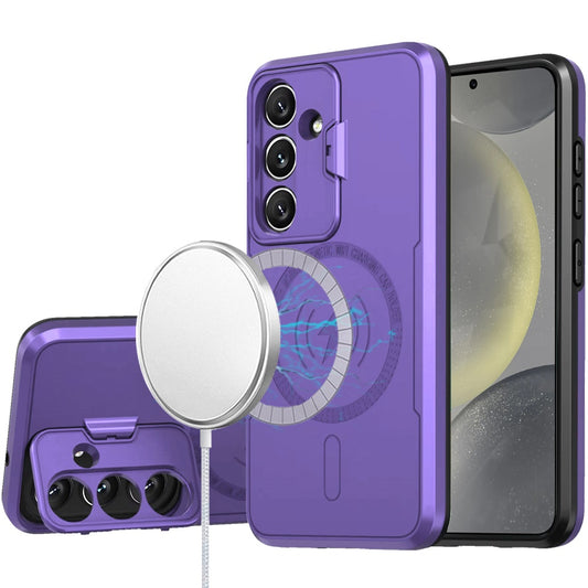 Samsung S25/S24 Purple Camera Cap Kickstand Matte Hybrid Case