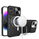 iPhone 15 Plus Black Magnetic Ring Stand Hybrid Case