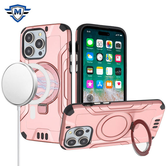 iPhone 15 Pro Rose Gold METKASE Brushed Kickstand Hybrid Case