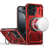 iPhone 16 Pro 6.3 - Loop Magnetic Ring Kickstand Hybrid Case - Red