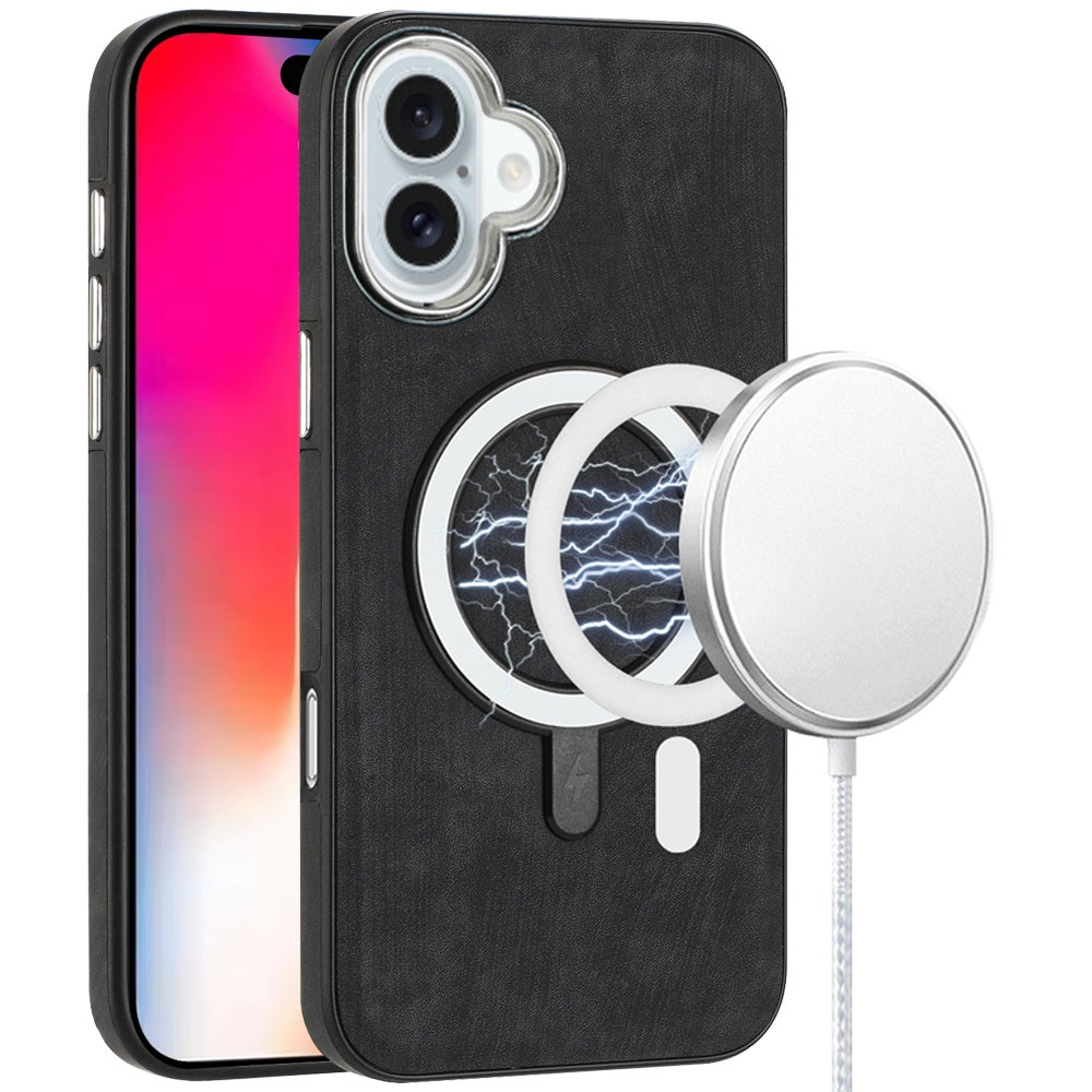 iPhone 16 6.1 - Fashion PU Chrome Edge Case - Black