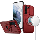 Samsung S21/S30 Red Magnetic Circle Rotational Ring Stand Hybrid Case