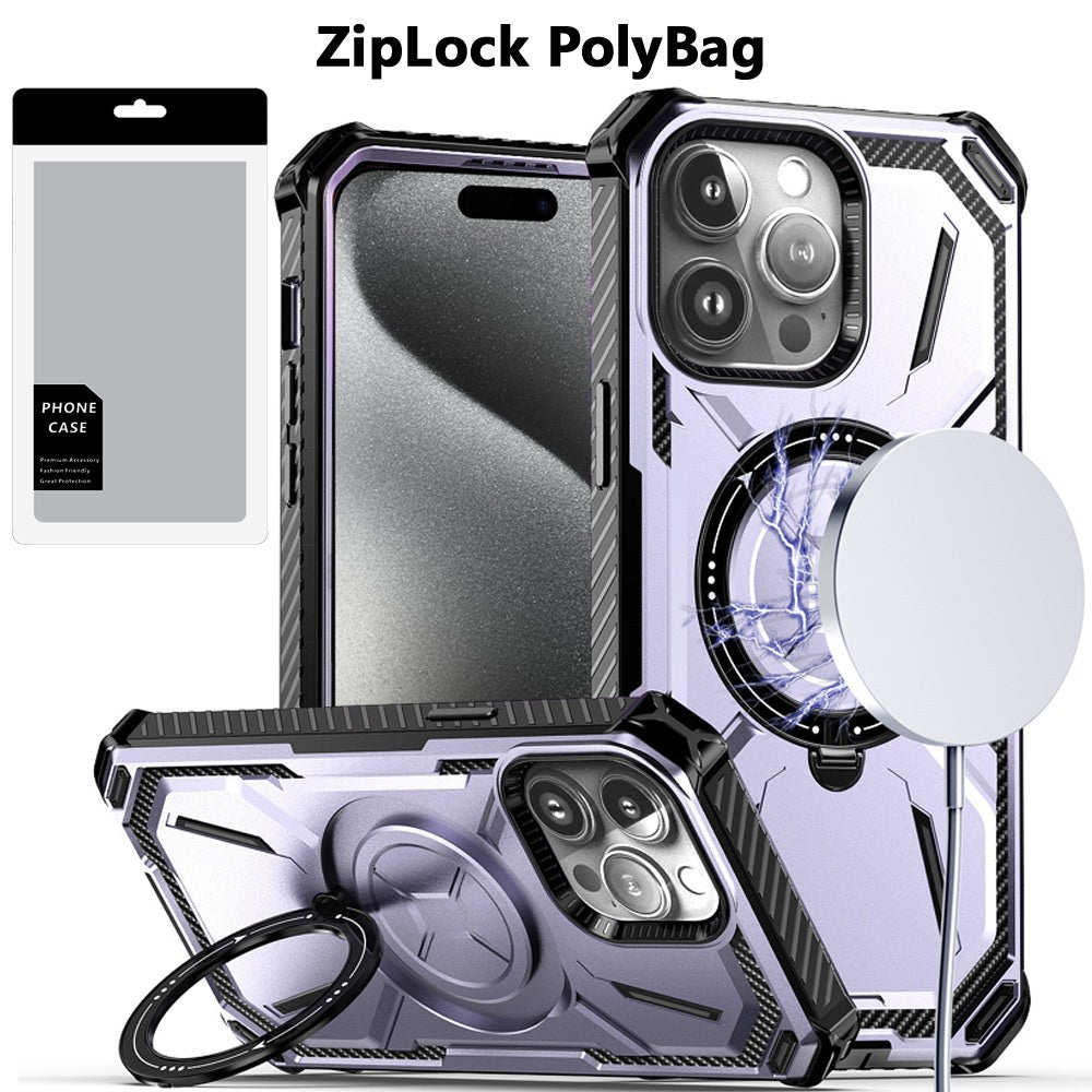 iPhone 15 Pro Max Light Purple Magnetic Kickstand Case