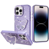 iPhone 14 Pro Max Purple Butterfly Grip Diamond Hybrid Case
