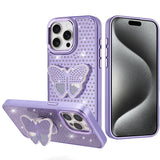 iPhone 15 Pro Max Purple Butterfly Grip Diamond Case