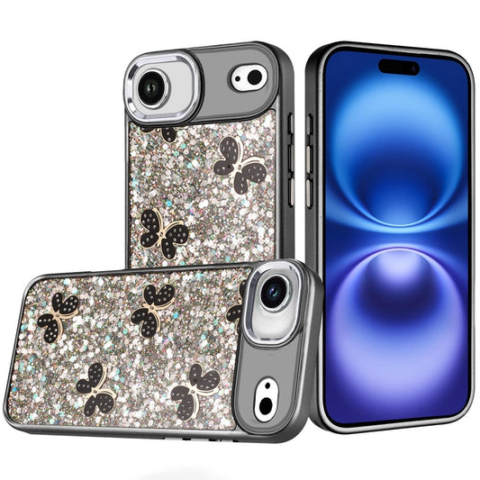 iPhone 17 Air Butterfly Diamond Hybrid Case - Black