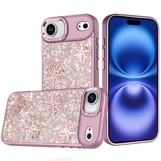 iPhone 17 Air Butterfly Diamond Hybrid Case - Pink