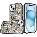 iPhone 15 Plus/iPhone 14 Plus Black Butterfly Bling Hybrid Case