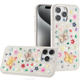 iPhone 15 Pro Max White Butterfly Bling Glitter Case