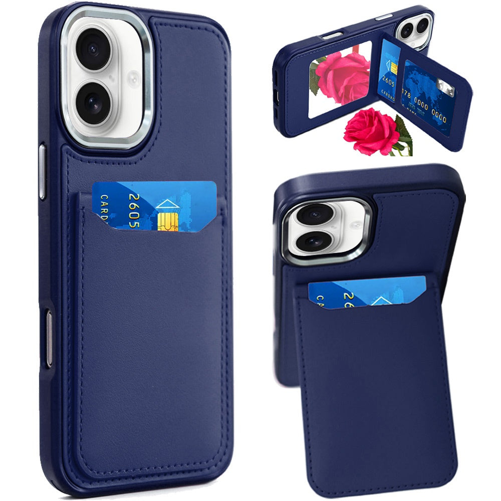 iPhone 17 Card Holder Leather Case - Dark Blue