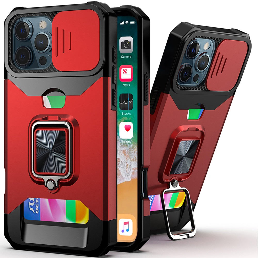 iPhone 16 Pro Max 6.9 inch Multi-Functional Hybrid Camera Case - Red