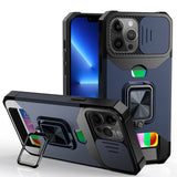 iPhone 13 Pro Blue Card Ring Stand Hybrid Case