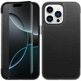 iPhone 16 Pro Max 6.9 inch PU Leather Window Flap Case - Black
