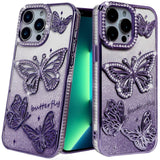 iPhone 13 Pro Purple Butterfly Glitter TPU Case