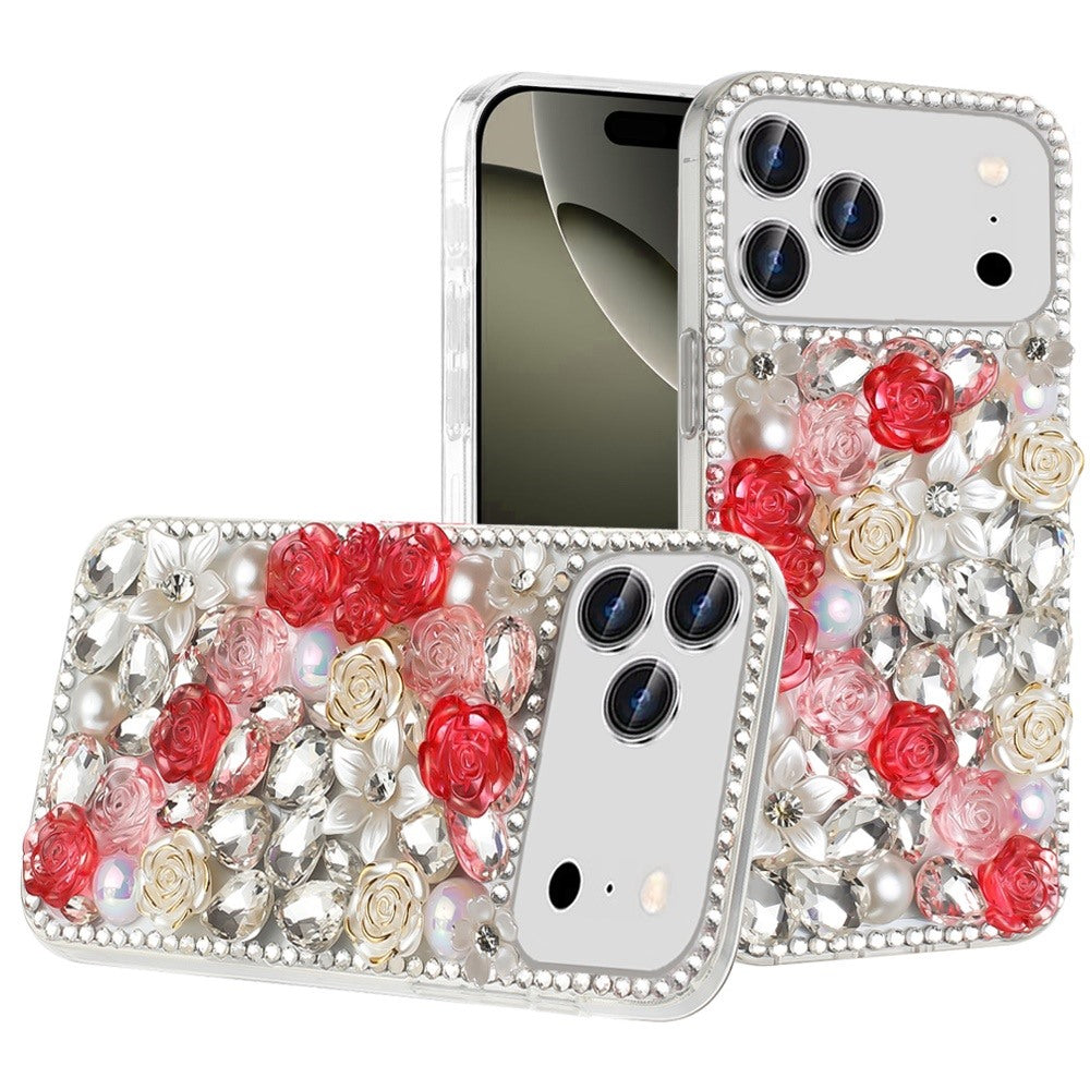 iPhone 17 Pro Max Rose Diamond Bling Case - Red