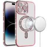 iPhone 14 Pro Max Rose Gold Glitter Diamond TPU Case