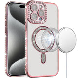 iPhone 15 Pro Max Rose Gold Glitter Diamond TPU Case