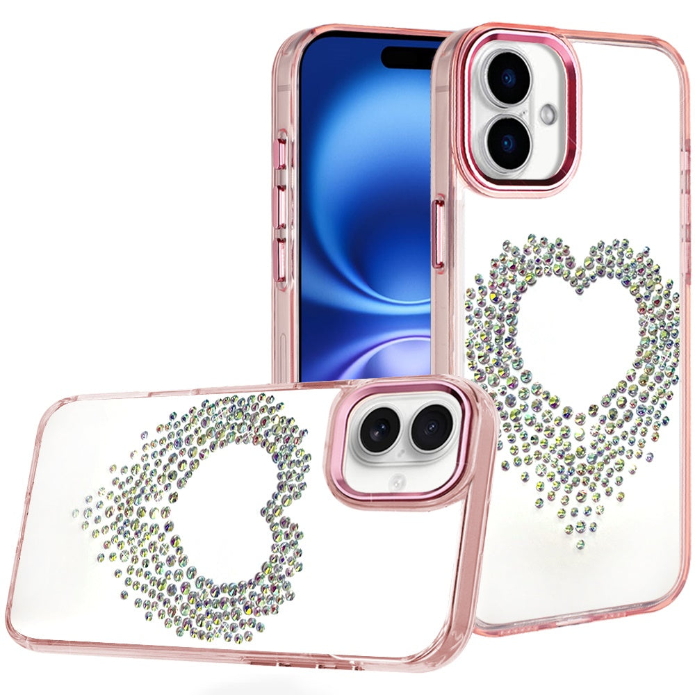 iPhone 17 Angel Hearts Glitter Case - Rose Gold