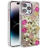 iPhone 14 Pro Max Pink Rose Bling Stones Case