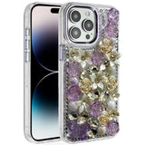iPhone 14 Pro Max Purple Rose Bling Stones Case