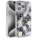 iPhone 15 Pro Max Black Full Bling Floral Case