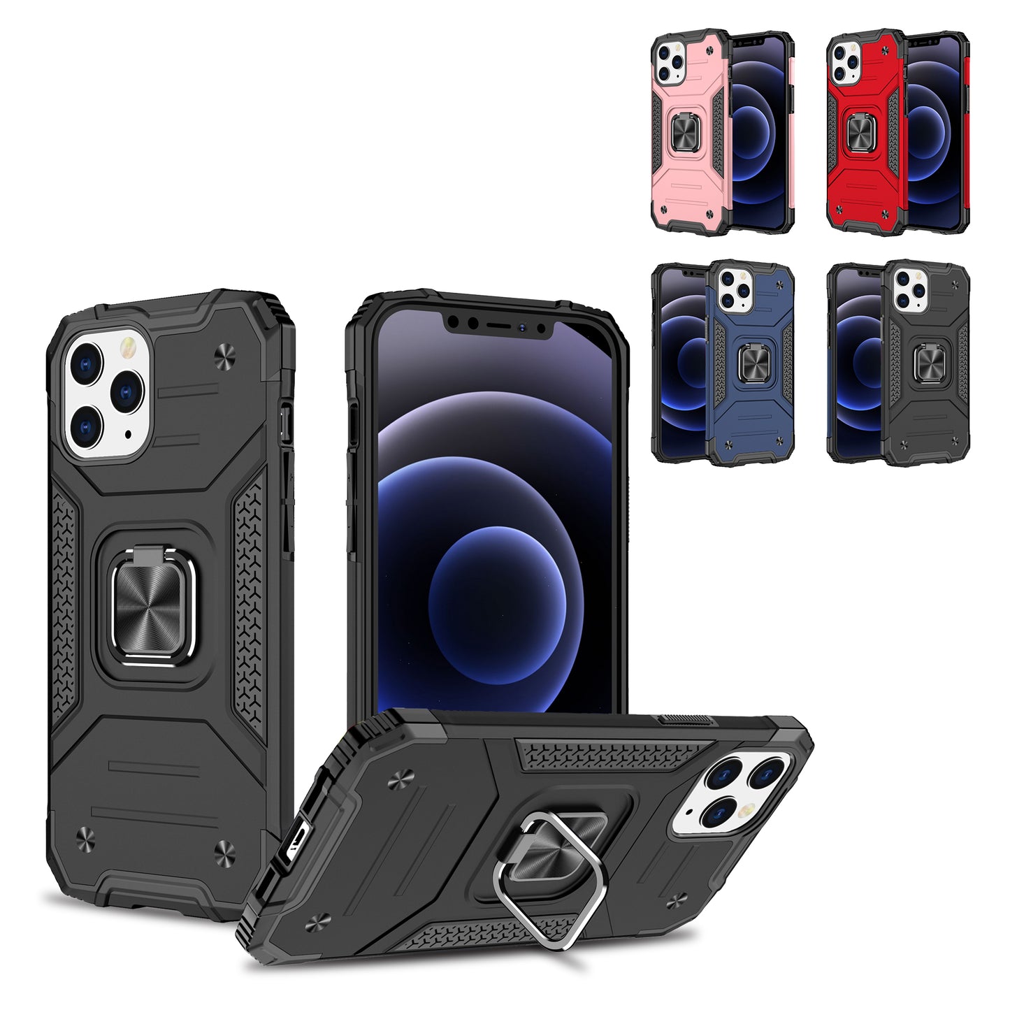 iPhone 12/12 Pro Black Magnetic Kickstand Hybrid Case