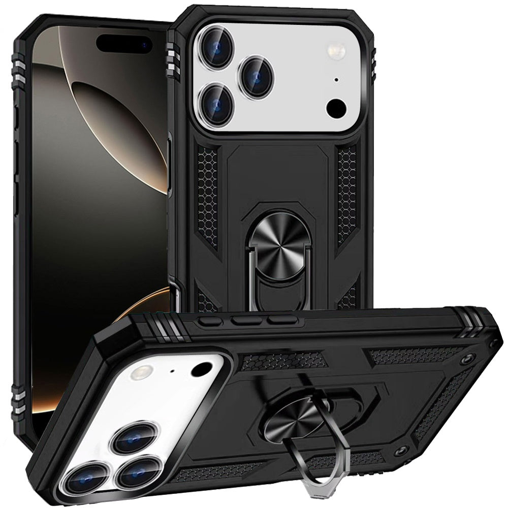 iPhone 17 Pro Black Ring Kickstand Case