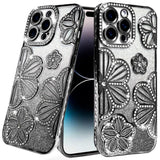 iPhone 14 Pro Max Black Glitter Floral TPU Case