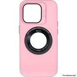IPhone 15 Lens Holder Solid Color + Iron Plate + Magnifying Glass Case Pink - CellularPort
