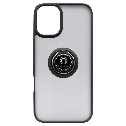iPhone 16 Pro Hybrid Shell Anti-shock Ring Kickstand TPU Matte Case Black+Red - CellularPort