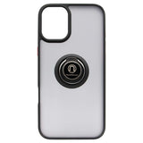 iPhone 16 Pro Hybrid Shell Anti-shock Ring Kickstand TPU Matte Case Black+Black - CellularPort