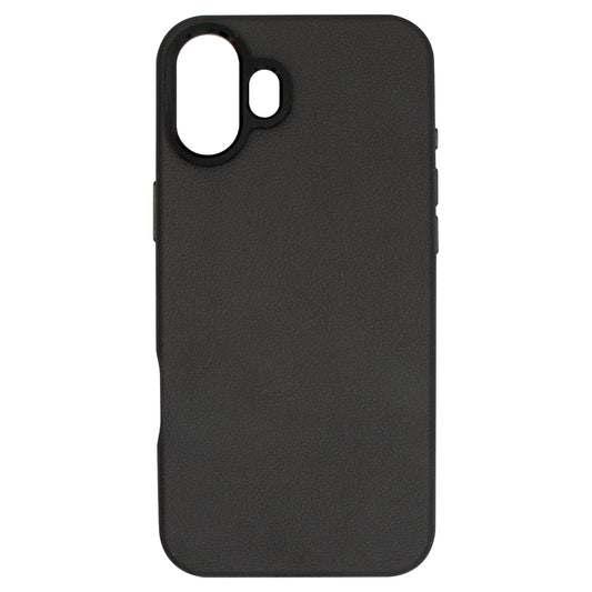 iPhone 16 Plus Luxury Vegan Soft Premium PU Leather Magnetic Cover with Metal Camera Case Black