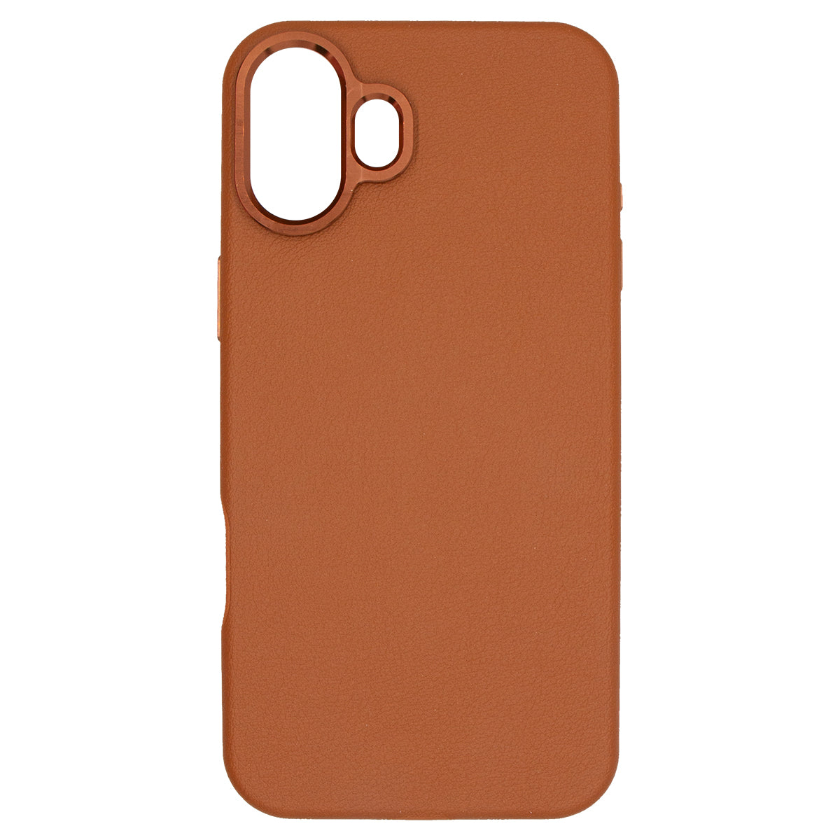 iPhone 16 Plus Luxury Vegan Soft Premium PU Leather Magnetic Cover with Metal Camera Case Khaki